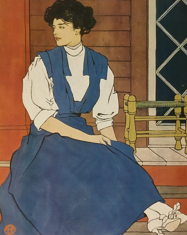 Edward Penfield Young Woman on a Veranda Custom Framed Print gallery