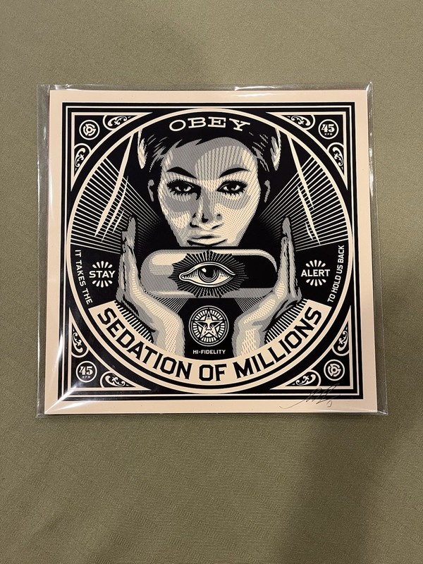 OBEY GIANT STEREO SEDATION OF MILLIONS ART PRINT SHEPARD FAIREY SIGNED 12×12