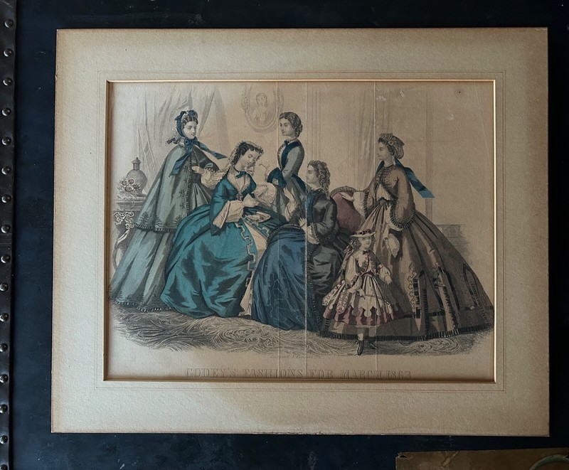 Godey's Fashion For March 1863 • Hand Colored with Ink on Laid Paper gallery