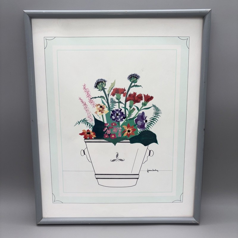 Vintage 1983 Joan Kuby Floral Lithograph Print Framed 16×20 COA APF Inc New York