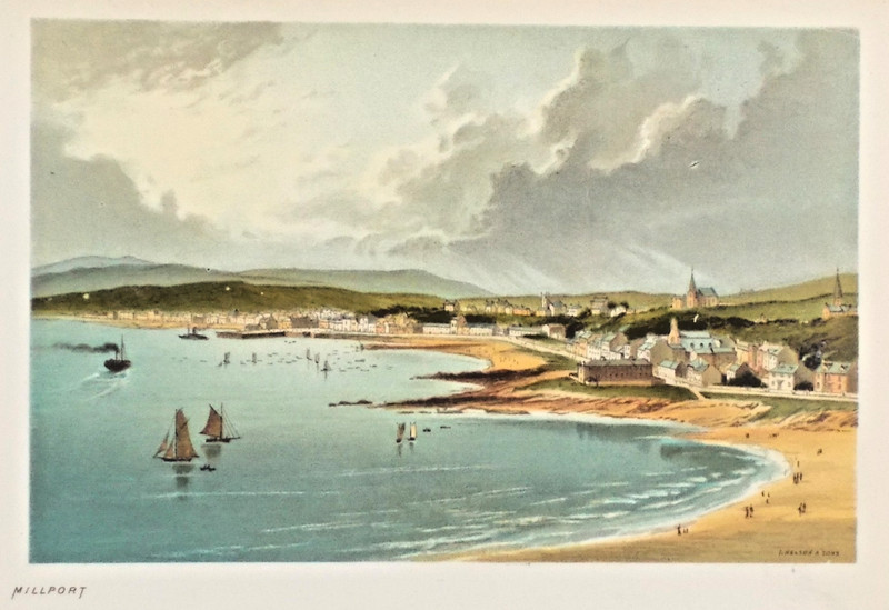 OLD ANTIQUE PRINT MILLPORT SCOTLAND c1890’s by NELSON COLOURED