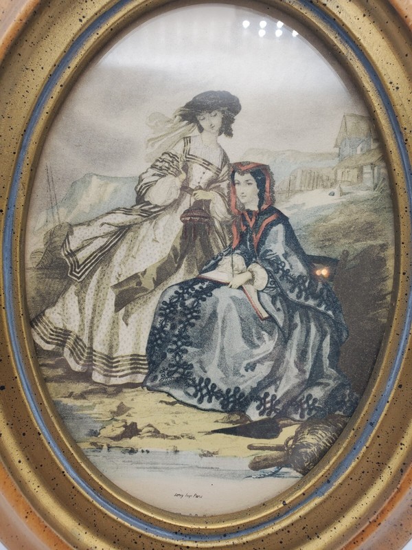 Antique LeRoy Imp Paris Framed Lithographs, Victorian Art, 10" La Mode,Set of 2 gallery