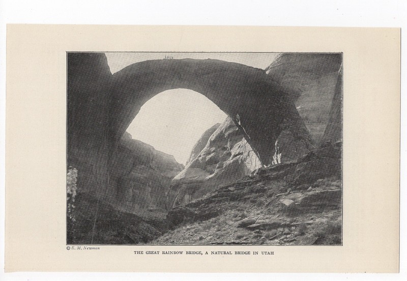 Visitors at Grand Canyon Cliffs & Rainbow Bridge Utah 1921 Antique Print gallery