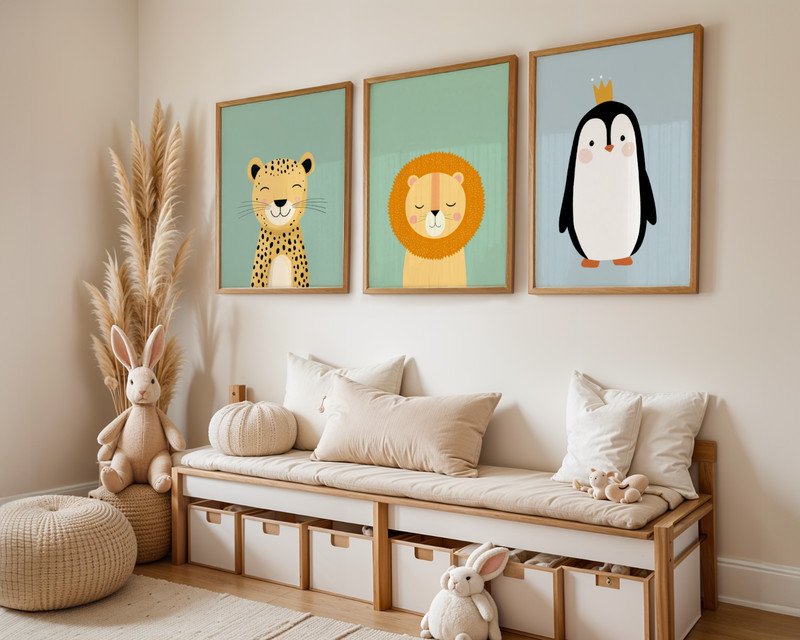 Cute Lion Nursery Wall Art Kids Animal Print Baby Room Decor Gift gallery