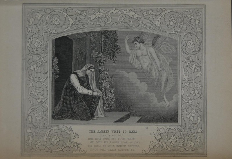Antique Religious Art The Angels Visit Mary 1860 Christian History