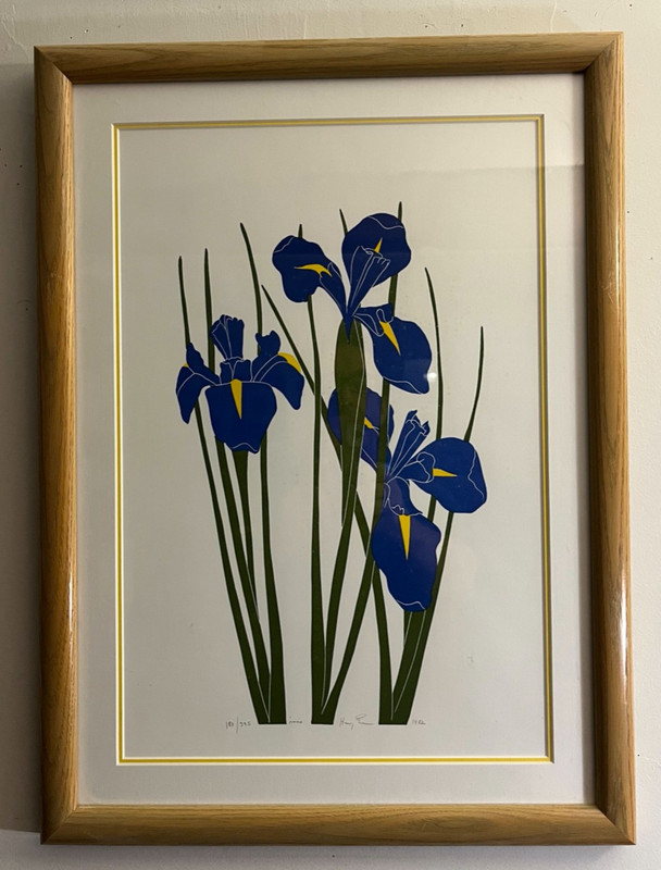 Henry Evans «Iris» 180/335 lithograph Print Framed Signed Vintage 1982