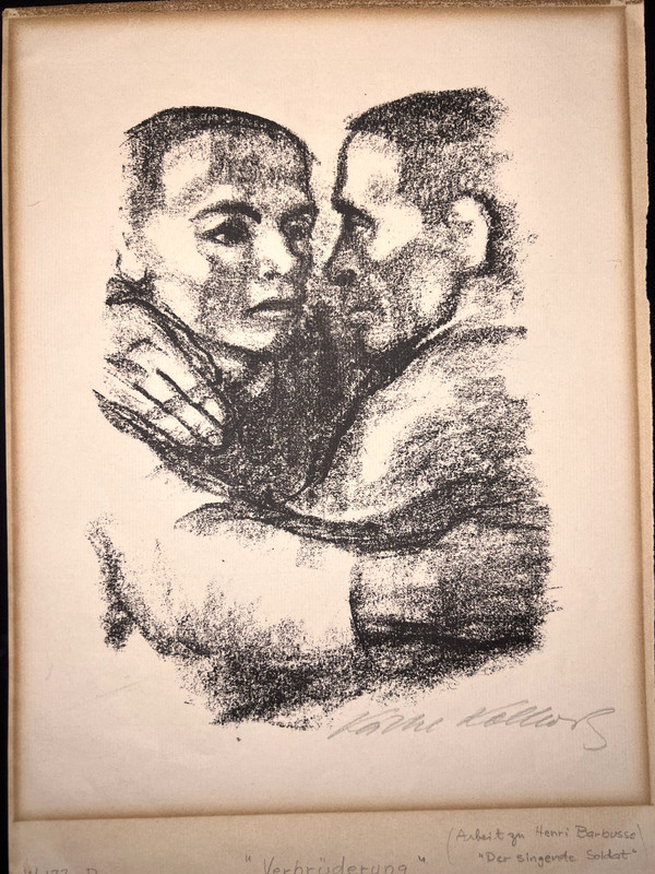 Käthe Kollwitz-Verbrüderung-1920s Lithograph on Laid Paper-Signed Knesebeck 204c gallery