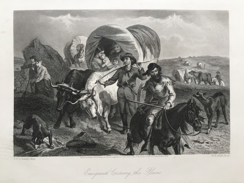 1869 Antique Print; Emigrants Crossing the Plains, USA after Darley