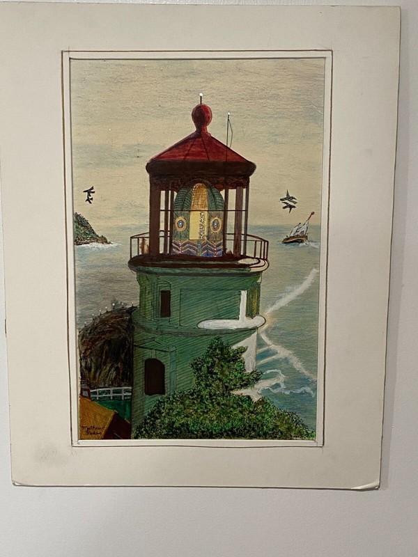 Matted Lighthouse Print overall size 16" x 20 1/2" by Matthew Boden