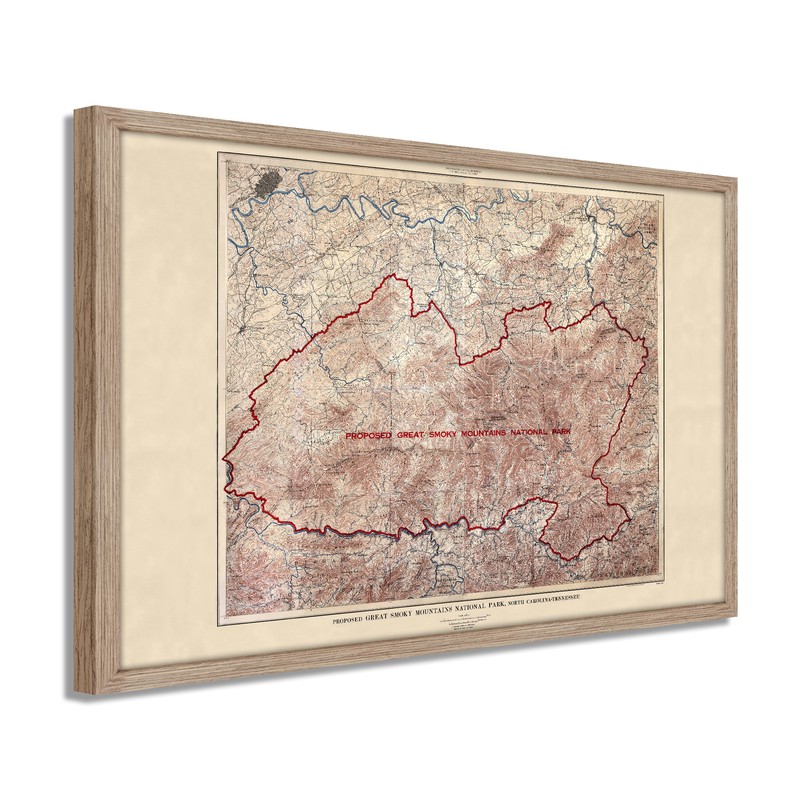 1926 Proposed Great Smoky Mountains National Park Map - Framed Vintage Wall Art gallery
