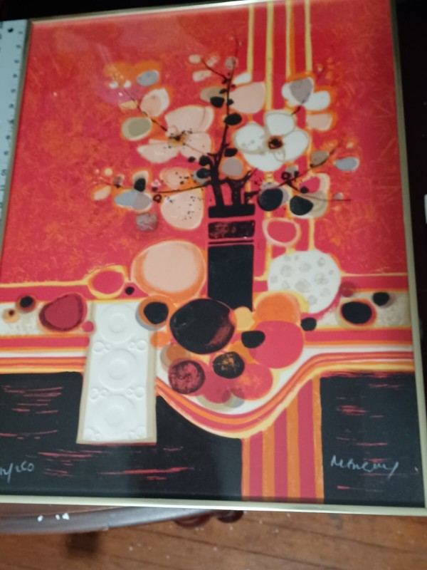 Mcm ABSTRACT LITHOGRAPH Frederic Menguy, Hand Signed Numbered embossed pop art gallery