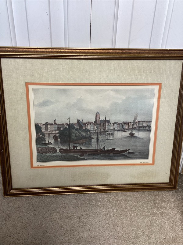 Antique 19th-Century Steel Engraving | City View by Fritz Bamberger & Carl Mayer