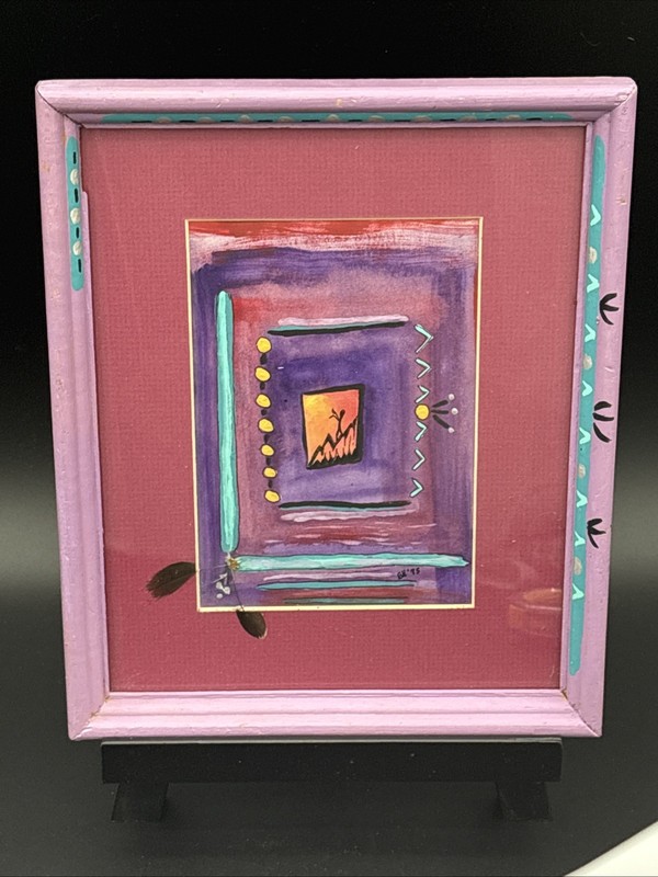 Vintage 1995 Barbara Hoeppner Signed Mixed Media Painting «Reaching for the Sun»
