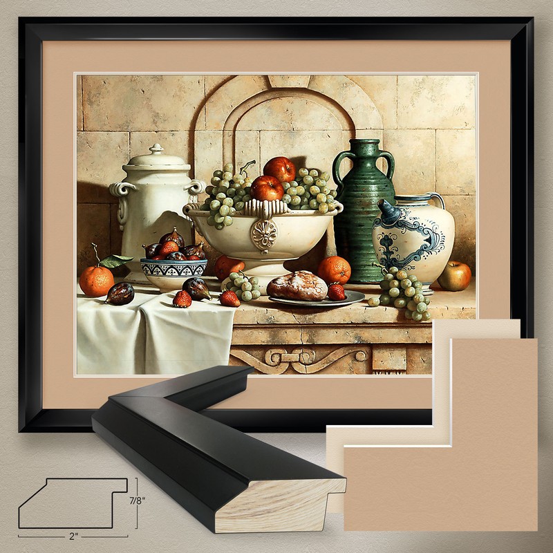 40W"x32H" ITALIAN STILL LIFE w/GRAPES by LORAN SPECK DOUBLE MATTE, GLASS & FRAME