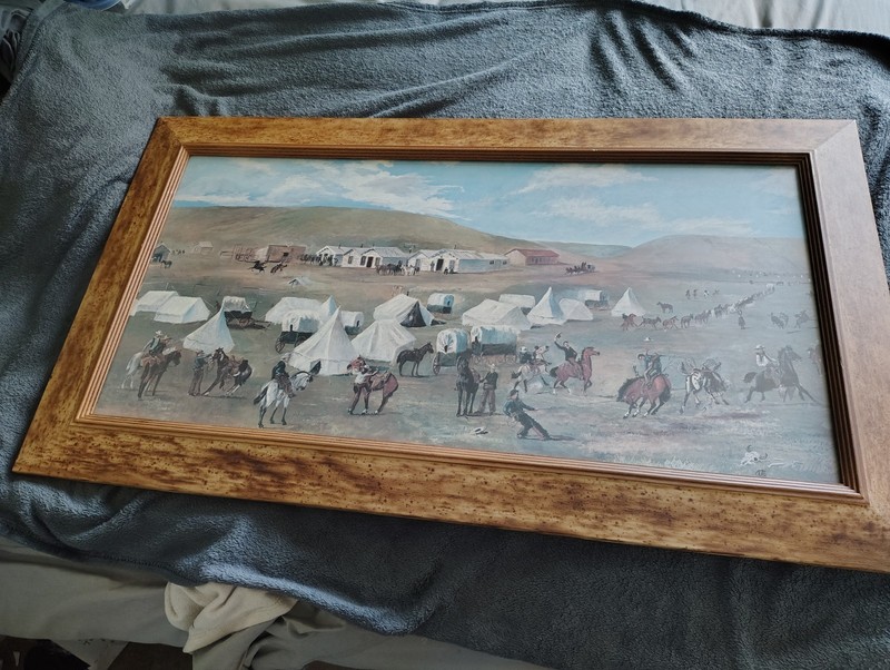 «Cowboy Camp During the Roundup» by Charles M. Russell Repro Print 43″ x 23.5″