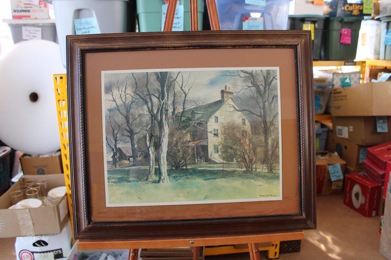 Ranulph Bye Watercolor Country Manor Hand Lithograph's Print Framed Under Glass gallery