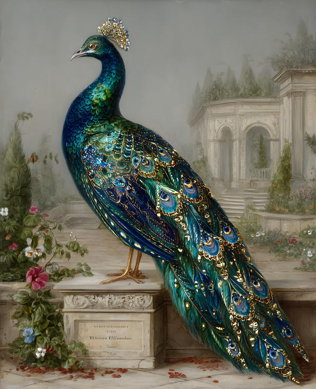 8×10 Peacock Garden Terrace Art Print – 255790281