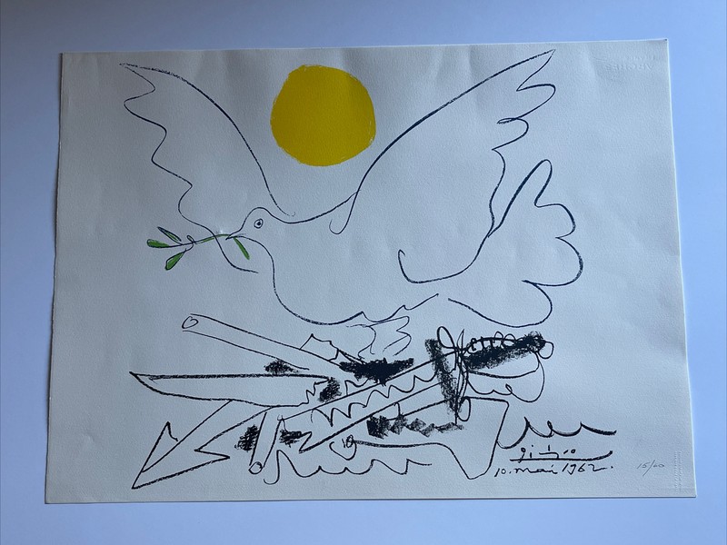 Spadem Offset Lithograph Dove Pablo Picasso Modernism Rare Edition Of 60 Vintage