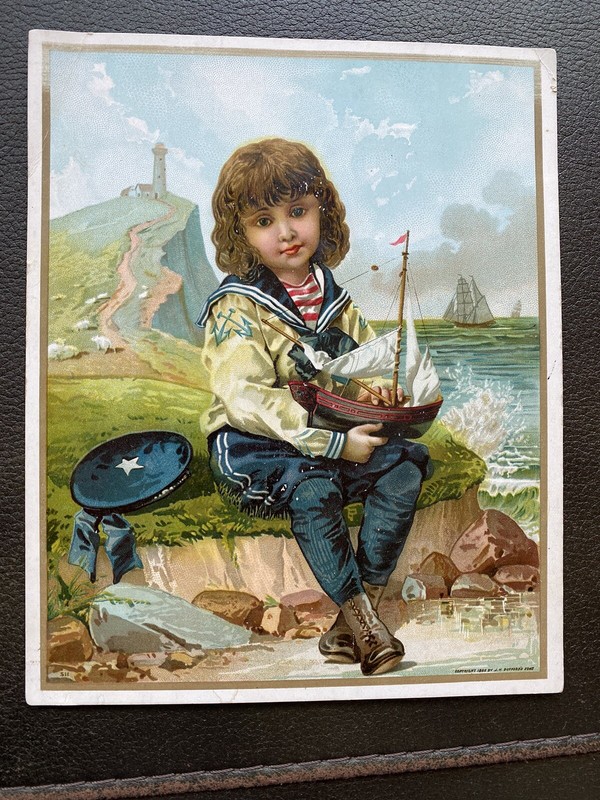 Vintage Antique Bufford Chromolithograph Print Sailor Boy Unframed 8″x5-1/4″