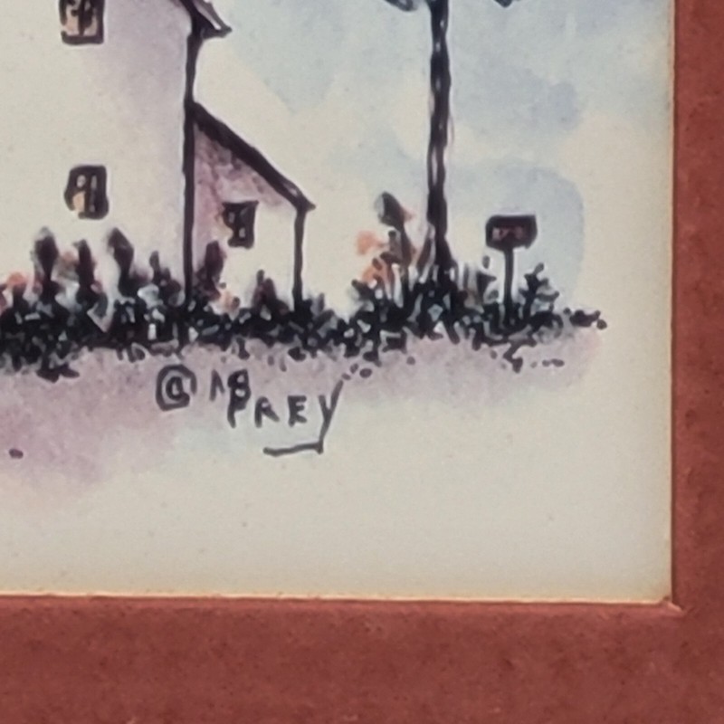 M.B. Frey Triple Farm Scene Signed Prints 11"x5" Framed gallery