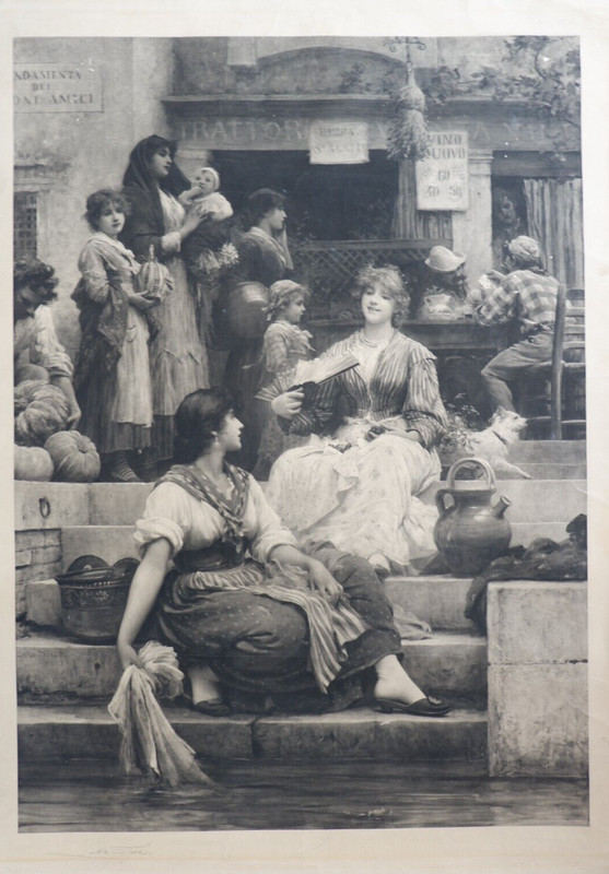 Sir Luke Fildes RA (1843 -1927) Italian Scene "The Venetians" Signed Engraving. gallery