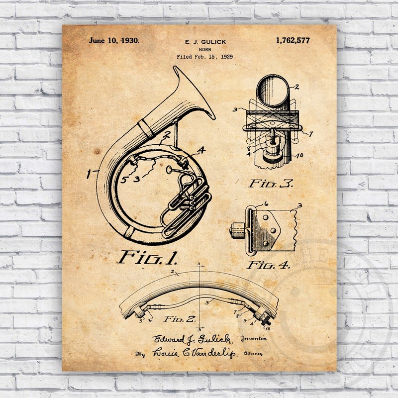 Sousaphone Brass Musical Instrument Patent Art Print – Size Options