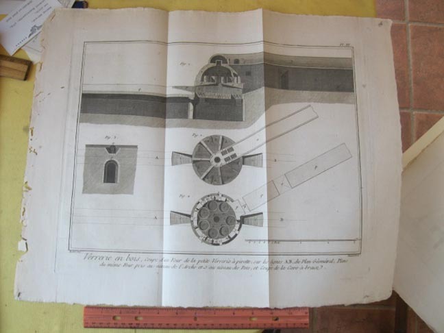 Vintage Print,GLASS MAKING,Wood Folding,Diderot Encyc of Trades,1775-97
