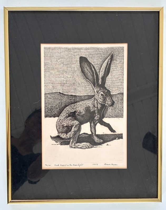 Vintage 1973 Marvin Hayes Rabbit Signed Etching Print 72/100 Framed