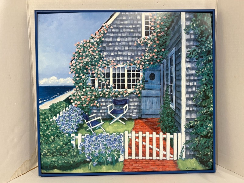 ERIC HOLCH Nantucket Vintage 1993 Framed Print "Blooms on the Bluff"- 21 x 22"