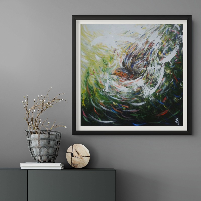 Passing Through, Framed Fine Art Print, Poster, Robin, Garden Birds gallery