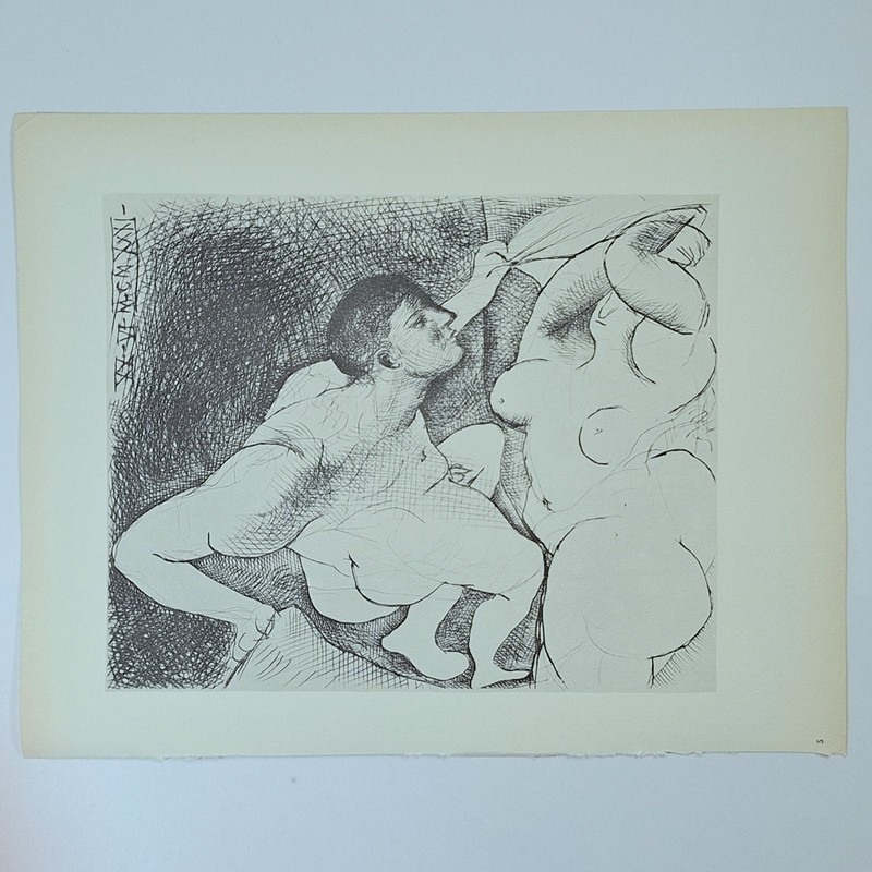 Vintage PABLO PICASSO Etching Plate Lithograph Vollard 1956 -«Man Unveiling a..