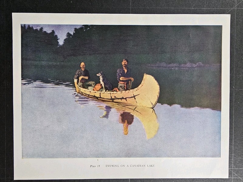 Book plate by Frederick Remington «Evening on a Canadian lake», year unknown