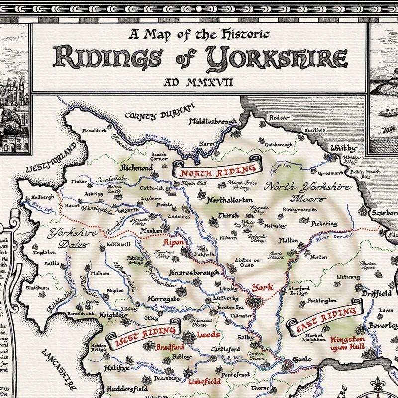 The Yorkshire Map - Fine Art Prints by Manuscript Maps gallery