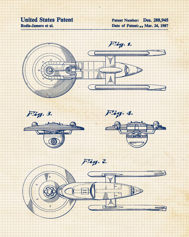 Vintage Starship Patent Prints,Unframed Photos, Wall Art Decor Gifts for Home(2)