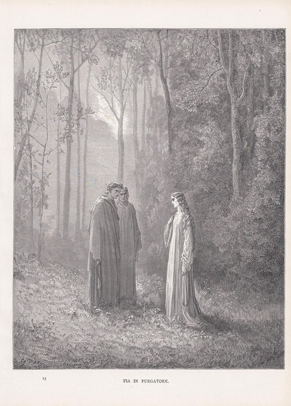 1870 GUSTAVE DORE Print – «Pia in Purgatory» – 8.5 x 12.8 Inches