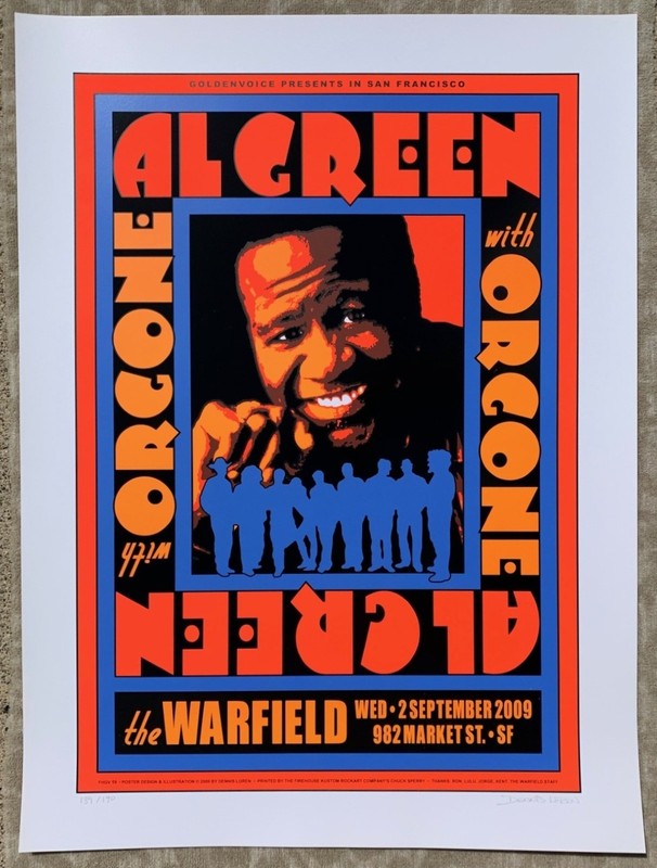 Original AL GREEN Warfield SF 2009 Concert S/N SCREEN PRINT Poster Chuck Sperry