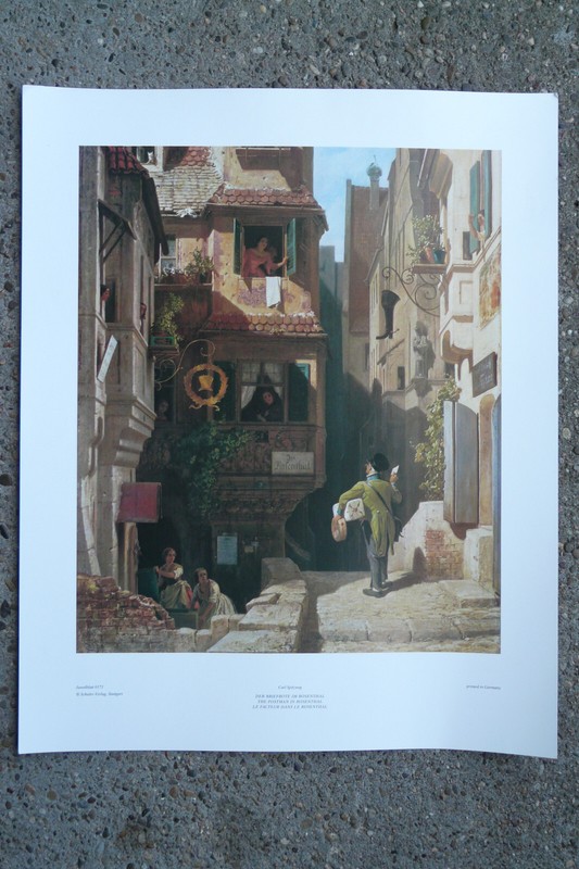 Carl Spitzweg Kunstdruck Juwelblatt 171 Der Briefbote im Rosenthal SCHULER antik