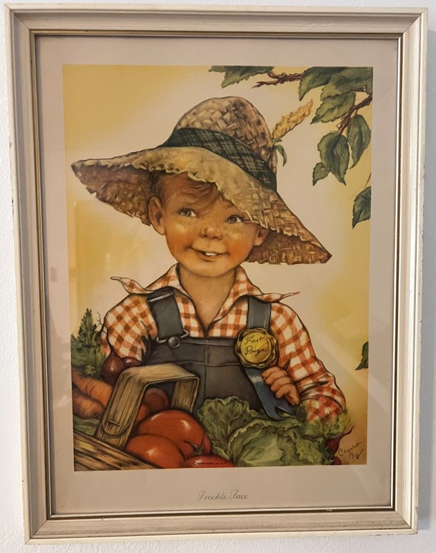 Pair Vintage Charlot Byj Prints «Freckle Face» & «Rosy Cheeks» Framed 13×17 1940