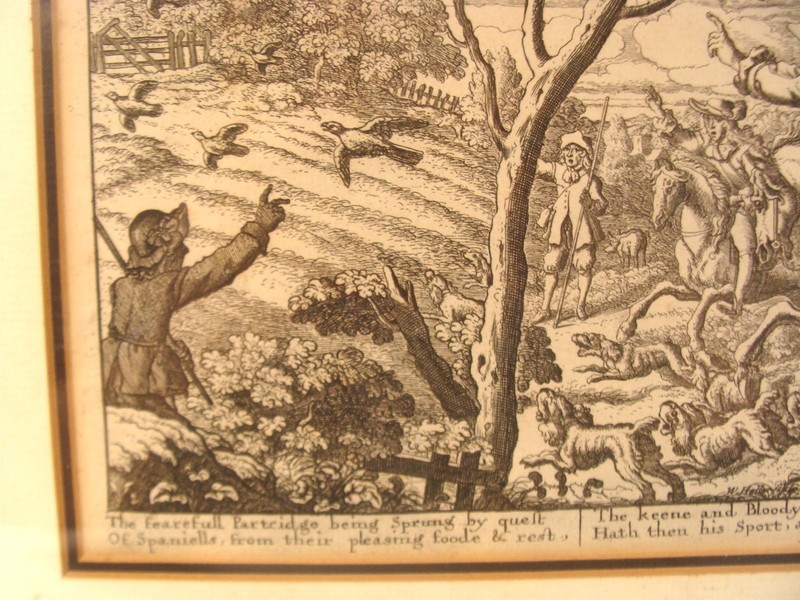 Antique 1671 Wenceslaus Hollar Partridge Hawking Etching gallery