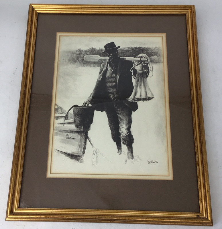 James Russell New Orleans Pencil Print 1978 Matted Signed Embossed JR Imagery gallery