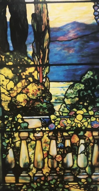 FINE ART LITHOGRAPH: Tiffany Peacock Window II 12 X 28 1/2 gallery