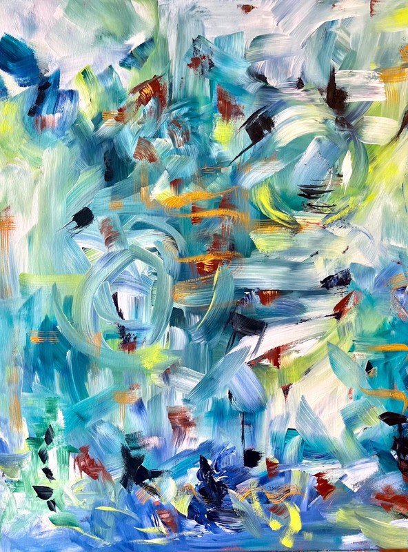 Abstract painting print of original Aceo Atc Artist Trading Card 3.5×2.5 signed