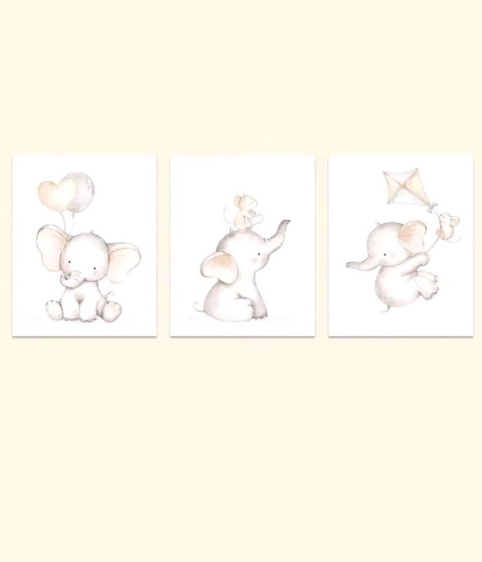 🐁 🐘 A4 Canvas Print Elephant & Mouse Kids Room Nursery Decor Wall Art Unframed gallery