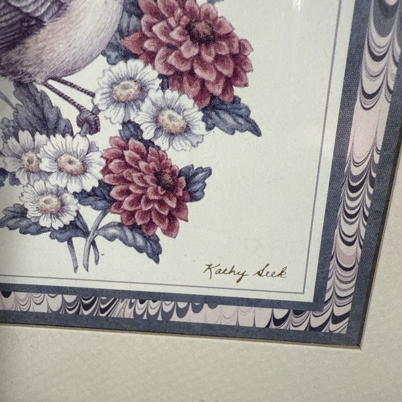 Set of 2 Heartfelt Collection 1995 Birds & Flowers 1&2 Framed Kathy Seek 9”X21” gallery