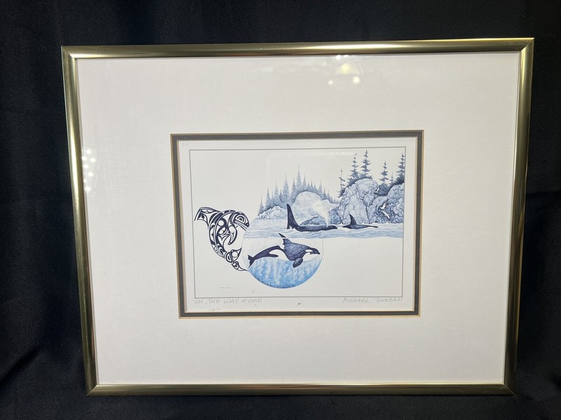 Michael Duncan Signed Print ‘ON THE WAY HOME’ Canadian Artist~Orca/Killer Whales