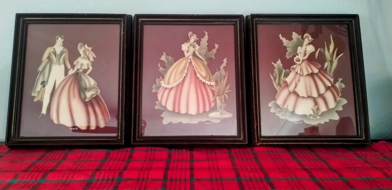 Set of 3 Turner 40’s 50’s Victorian Lady Print Framed Pictures - 13 x 11 inches