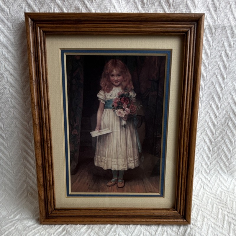 Victorian Print Of Charles Garland’s «The Love Letter» 8.5” x 6.5” EUC
