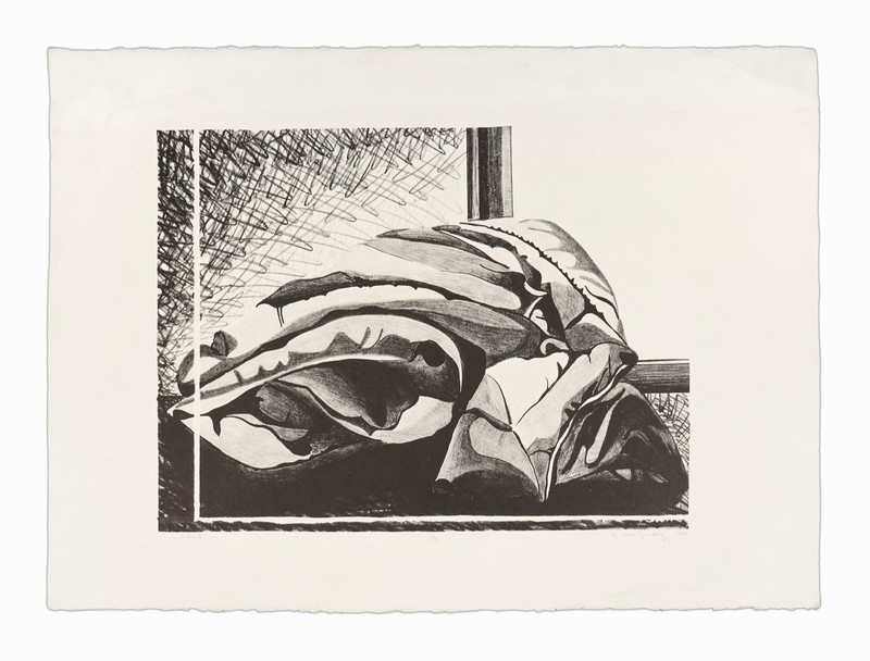 1980 Ky-Anne Sponberg Lithograph on Paper Black & White Print Still Life Large