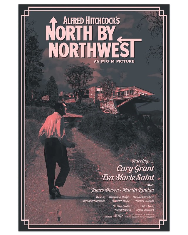 Alfred Hitchcock’s North by Northwest Movie Film Screen Print Poster 24×36 Mondo
