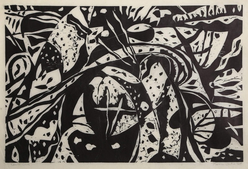 Martin Victor, Sands Cove, Linocut on thin wove paper, signed, titled and dated